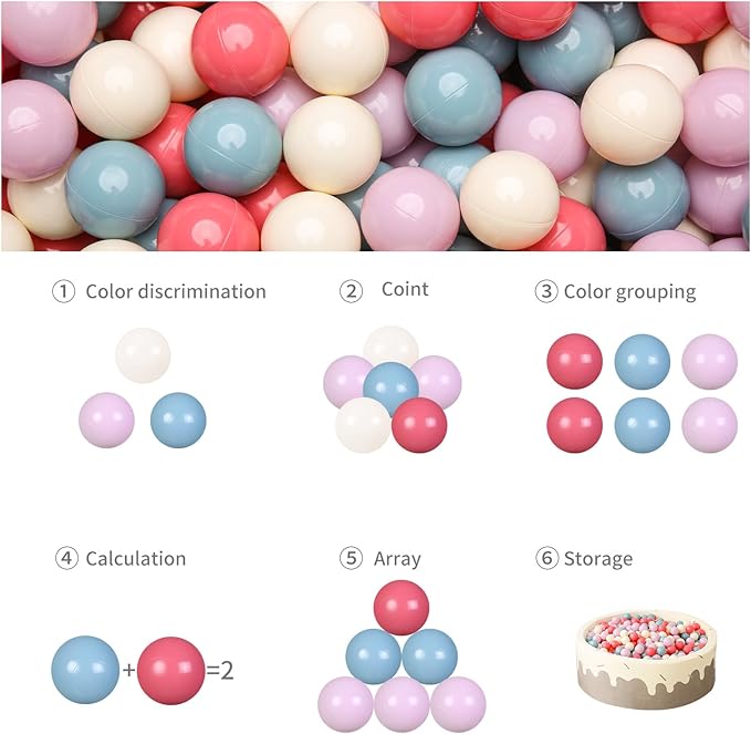 GOGOSO Colorful Ball Pit Balls - 2.15inch 100pcs Plastic Balls for a Fun and Exciting Play Experience at Carnivals and Events, Pink+Purple+Blue+White