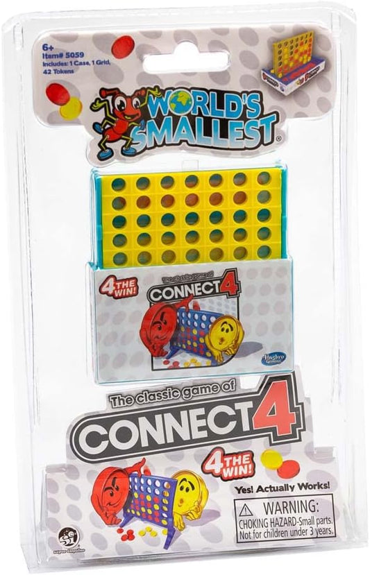 World's Smallest Connect 4 Board Game, Miniature Classic Game with Grid, Case & Tokens, Fun for All Ages, Family Games for Kids, Perfect for Stocking Stuffers, Easter Baskets, Party Favors, Ages 6+