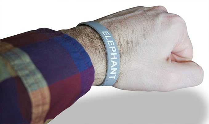 Novel Merk Elephant Gray Safari Animal Party Favor & School Carnival Prize Silicone Rubber Band Wristband Bracelet (12 pieces)