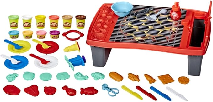 Play-Doh Kitchen Creations Big Grill Playset 40-Piece BBQ Toy for Kids 3 Years and Up with Non-Toxic Drizzle and 10 Colors (Amazon Exclusive)