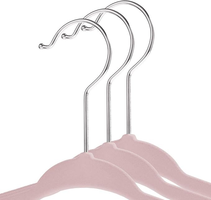 Casafield 50 Velvet Baby Hangers - 11" Size for Infant & Toddler Clothes - Light Pink