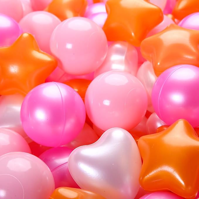 GOGOSO Shape Ball Pits Balls, Star Heart Plastic Play Balls for Toddlers Kids Children, DIY Giant Friendship Bracelet Banner