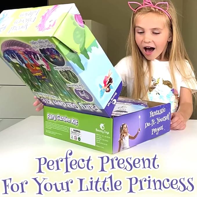 Unicorn Fairy Garden Kit for Kids | Light Up Fairy Unicorn Terrarium Kit | Science STEM Toys Presents | Unicorn Arts and Crafts Stuff for Little Girls Age 4 5 6 7 8-12 Year Old Girl Gift