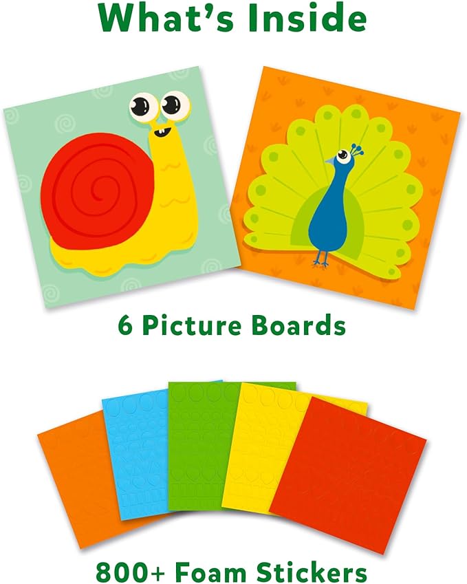 Skillmatics Art Activity - Fun with Foam Animals, No Mess Felt Sticker Art for Kids, 3D Foam Stickers, DIY Craft Kits, Gifts for Boys & Girls Ages 3, 4, 5, 6, 7