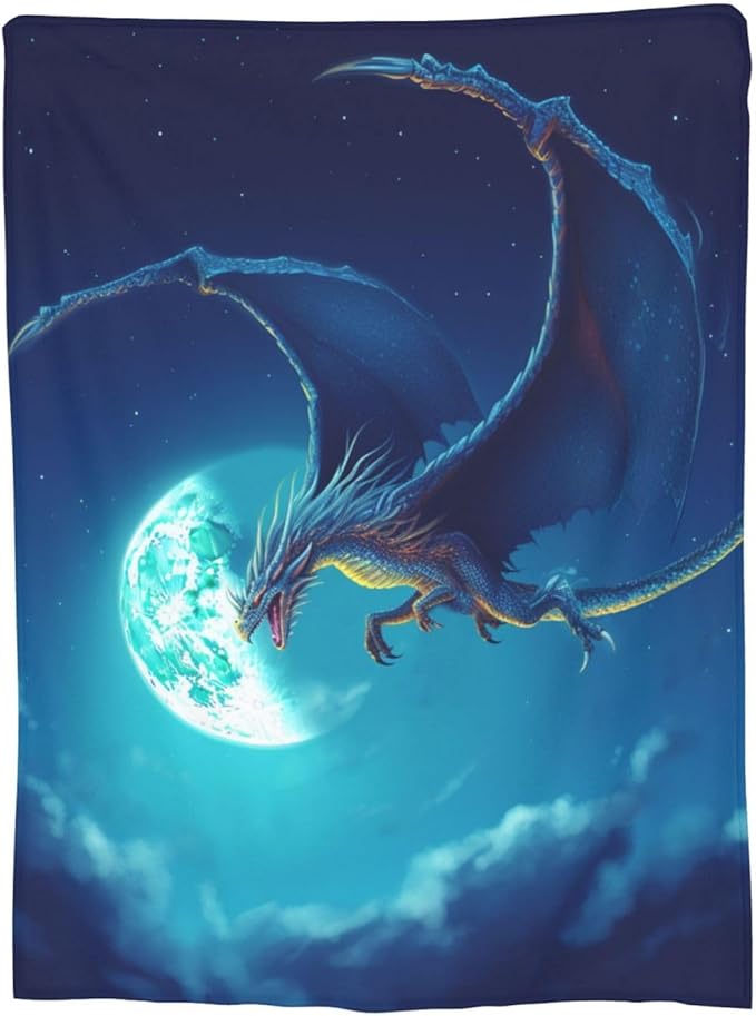 Meteor Dragon Blanket Dragon Throws Blanket Dragon Lover Gifts Dragon Decor Soft Cozy Fleece Plush Warm Flannel Bedding Blanket for Men Boys Girls Kids Adults Couch Travel 60"X80"
