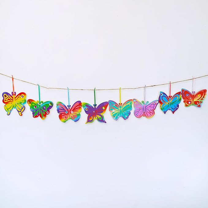 Winlyn 48 Sets 8 Styles Magic Color Scratch Butterfly Ornaments Decorations Butterfly Scratch Art Butterfly Craft Kits for Kids Classroom Easter Day Spring Activities Party Favors