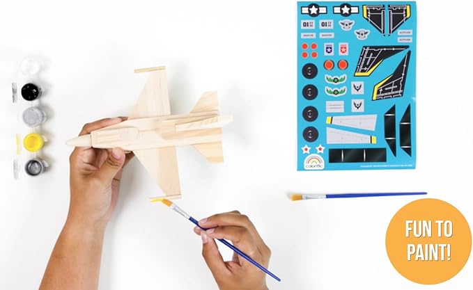 Goliath Wood Worx 2-in-1 Jet Fighter Project & Excavator Project - Make, Paint, Stick, Play - Wood Craft Kit