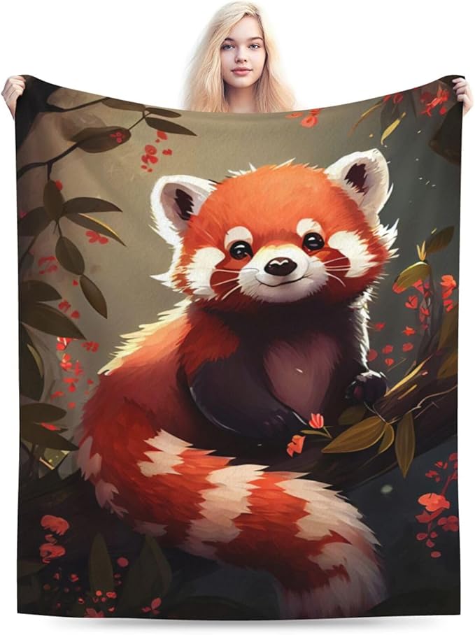 Red Panda Throw Blanket Cute Red Panda Plush Fleece Soft Cozy Red Panda Gifts Blanket for Kids Girls Adults Couch Bed Chair Office Dorm Decor 40''X50''