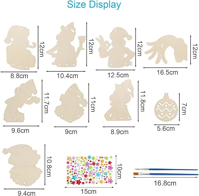 9 Pack Wind Chime Kit for Kids,Christmas Craft Kits DIY Grinch Wind Chime Unfinished Wooden Grinch Ornaments for Boys Girls Activity Art Project Christmas Tree Decoration