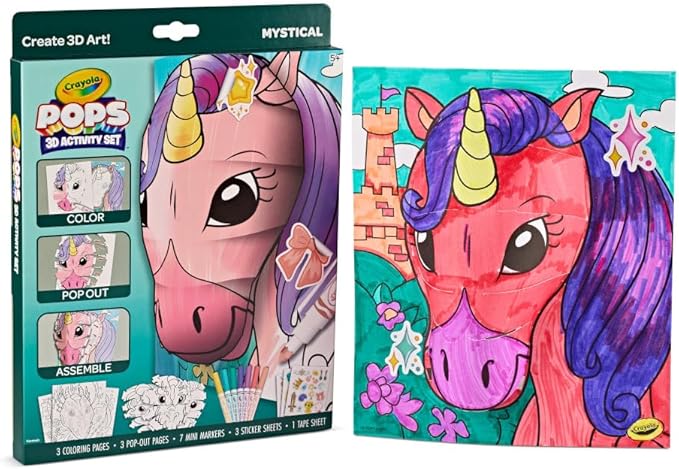 Crayola POPs 3D Kids Art Set, Mystical, Coloring Book Alternative, Gift for Girls & Boys, Ages 5+