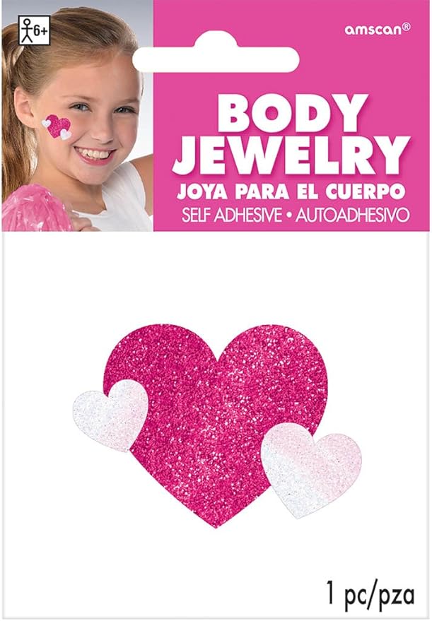 Sparkling Pink Spirit Glitter Body Jewelry (5" x 3.5") Pack of 1 - Ideal for Festivals and Parties