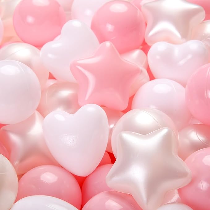 GOGOSO Ball Pit Balls,Plastics Balls for Ball Pit, Stars Hearts Shape for PastelBall for Toddlers Kids