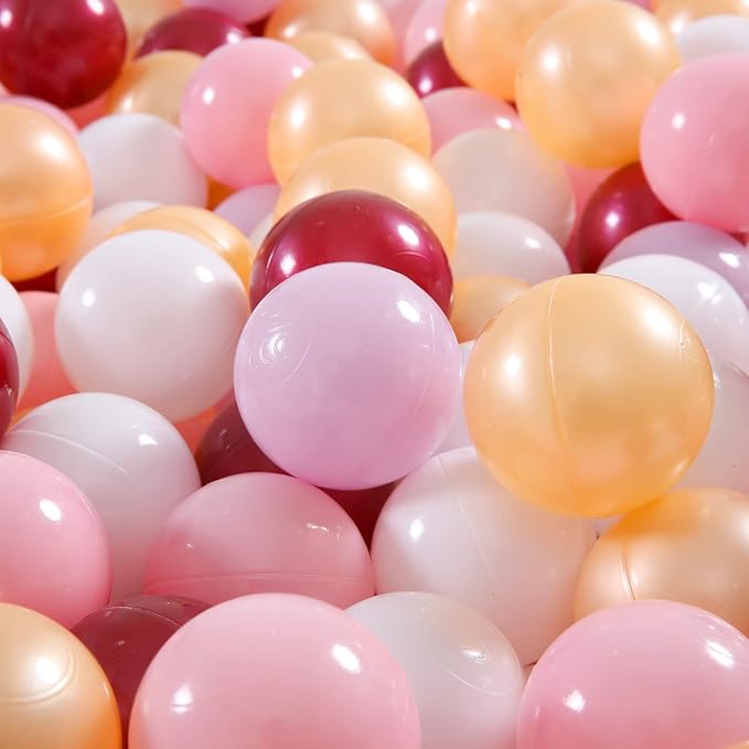 GOGOSO Pink Balls for Ball Pit - Pack of 100 Ball Pits Ball Pink, BPA Free Plastic Ball Toys Crush Proof Ocean Balls Phthalate Free for Girls Toddlers Indoor Outdoor - Pearl Pink Colors