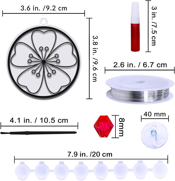 Winlyn 24 Sets Spring Flower Suncatchers Ornaments Decorations DIY Window Paint Art Suncatchers Spring Craft Kit Suncatchers Painting Kits for Kids Classroom Spring Activities Art project Party Favors