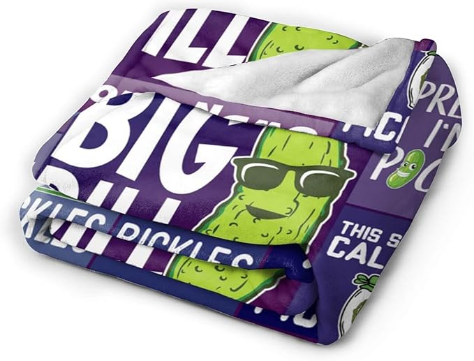 Custom Pickle Blanket with Name for Boys Girls, Personalized Cute Pickle Themed Design Printed Throw Blankets for Kids Lap, Chair, Giftable Blanket, 30"x 40"