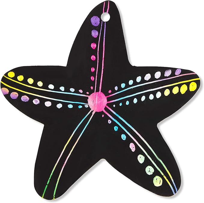 Bright Creations Rainbow Scratch Paper, Ocean Sea Animal Ornaments (50 Pack)