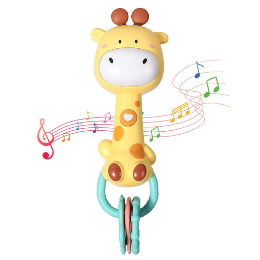 Orzbow Giraffe Teether Toy, Baby Teething Toys & Rattle Ligh-Up, Musical Baby Toy 3-6-12-18 Months, Easy to Grip Sensory Toys for Toddlers Bpa-Free, Boy Gir Birthdays Gift