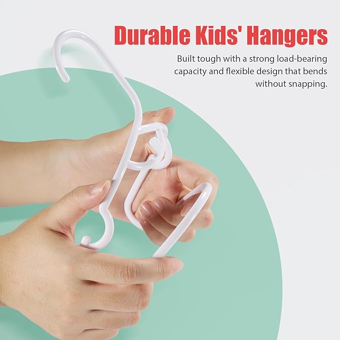 Baby Hangers 100 Pack, White Baby Hangers， Stackable Design Kids Hangers for Space Saving, 11.4 Inch Durable Hangers for Child Clothes, Toddler Infant Kids, Small Hangers for Closet