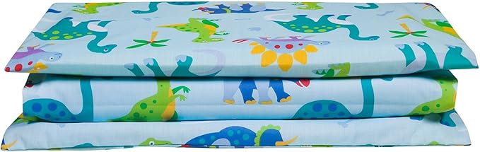 Wildkin Kids Nap Mat Cover for Boys & Girls, Sewn-in Flap Design Rest Mat Cover, Perfect for Preschool and Daycare, Fits Our Vinyl Nap Mat up to 1.5 Inches Including Basic Sleep Mat (Dinosaur Land)