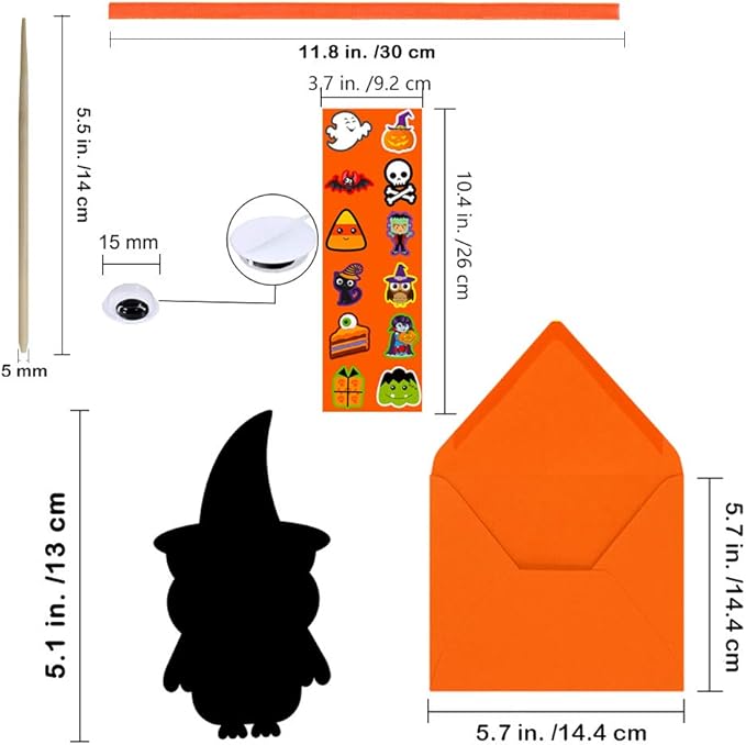 Winlyn 72 Sets Magic Color Art Rainbow Scratch Halloween Hanging Ornaments Bookmarks Craft Kit Assorted Paper Halloween Cutouts Googly Eyes for Kids Classroom Activity Party Favor Holiday Decor