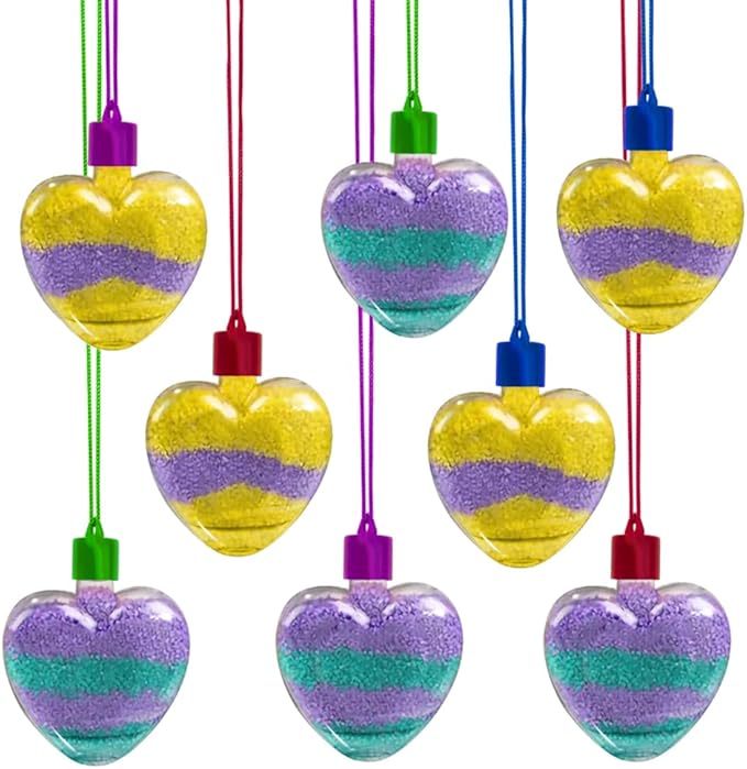 Valentine’s Day Sand Art Heart Necklaces - Set of 36 - Valentines Day Bulk Crafts for Kids with Cords in 4 Colors - Valentines Day Sand Art Gifts for Kids and Classroom Favors - Sand Sold Separately