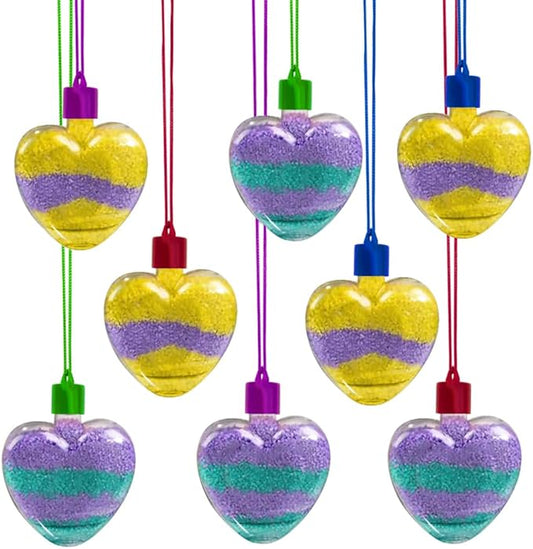 Valentine’s Day Sand Art Heart Necklaces - Set of 36 - Valentines Day Bulk Crafts for Kids with Cords in 4 Colors - Valentines Day Sand Art Gifts for Kids and Classroom Favors - Sand Sold Separately