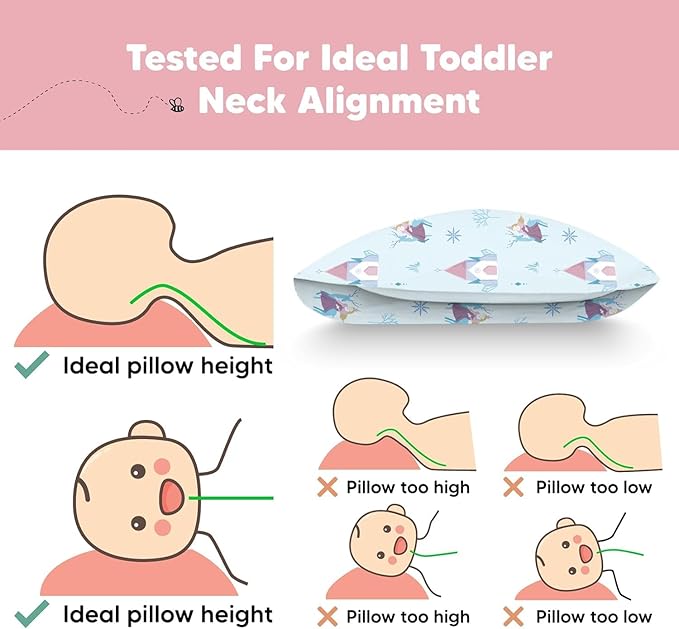 Toddler Pillow with Pillowcase - 13x18 My Little Dreamy Pillow, Organic Cotton Toddler Pillows for Sleeping, Kids Pillow, Travel Pillows, Mini Pillow,Nursery Pillow,Toddler Bed Pillow(Enchanted Frost)