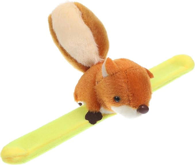 LUOZZY 2 Pcs Squirrels Slap Bracelet Stuffed Animal Slap Bracelet Squirrel Lovely Stuffed Animal Snap Bands for Kids Boys Girls Halloween Birthday Party Favors