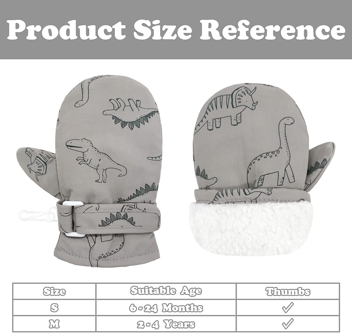 Toddler Gloves Kids Mittens Winter Warm Lined Fleece Gloves Waterproof Snow Baby Mitten for Boys Girls