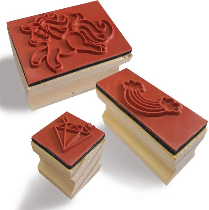 Unicorn Wooden Stamp and Sticker Set for Girls, Stampers, Inkpad, Coloring Pencil, Sticker Included, Arts & Crafts Set for Girls Boys Kids Ages 4 5 6 7 8 9 10 Years Old