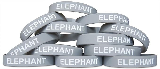 Novel Merk Elephant Gray Safari Animal Party Favor & School Carnival Prize Silicone Rubber Band Wristband Bracelet (12 pieces)