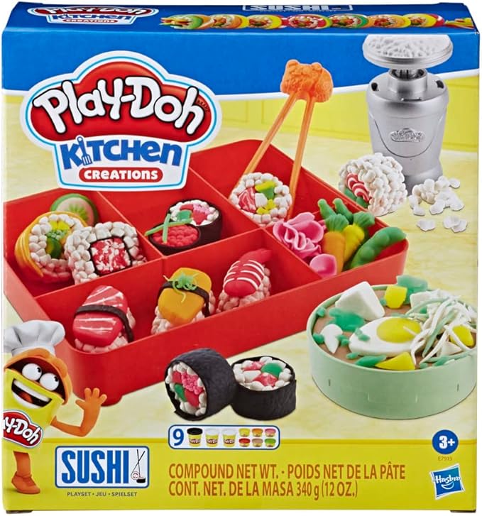 Play-Doh Kitchen Creations Sushi Play Food Set for Kids 3 Years and Up with Bento Box and 9 Non-Toxic Cans, E79155L0