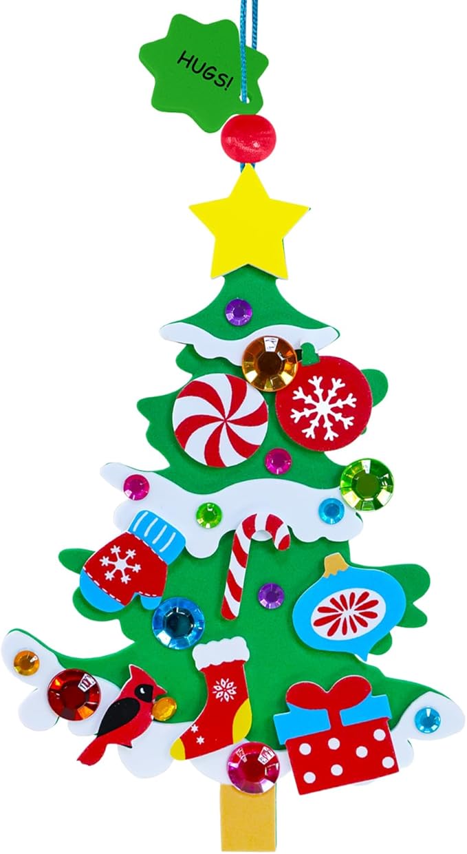 Winlyn 24 Sets Christmas Craft Kits Winter Crafts DIY Christmas Ornaments Decorations Craft Kits Festive Foam Stickers Christmas Arts and Crafts for Kids Holiday Home Classroom Activities Party Favors