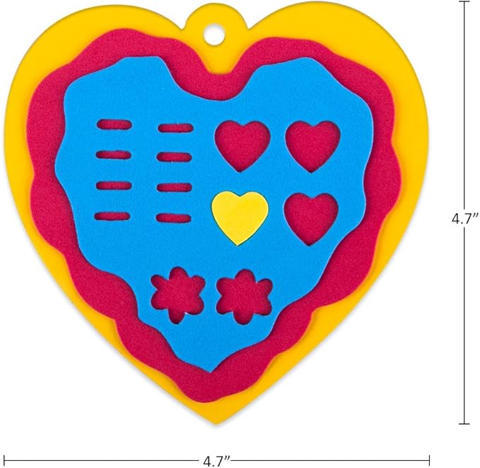 XJF Foam Valentine Craft Kit for Kids,Make 24 Foam Hearts,Foam Heart Stickers for Valentine's Day DIY Craft Supplies School,Church,Classroom Project