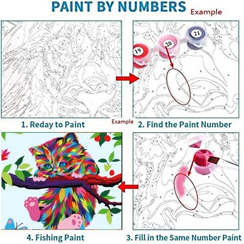 Elftoyer Paint by Numbers for Kids & Beginner, DIY Canvas Painting Gift Kits - Colorful Cats and Butterflies 16 x 20 inch (Without Framed)