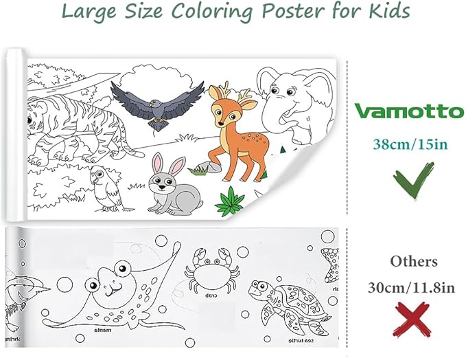 Large Size Coloring Paper Roll for Kids, Toddler Drawing Paper Roll,DIY Sticky Wall Painting Color Filling Paper,Creative Early Educational Toys for Toddlers 120 * 15 Inch (Princess)