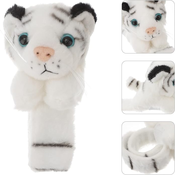 LUOZZY Tiger Slap Bracelet Animal Slap Band for Stuffed Tiger Bracelet Jungle Themed Kids Birthday Party Supplies (White Tiger)