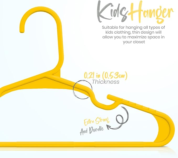 Utopia Home 20 Pack Kids Hangers - 11.5 Inch Plastic Baby Hangers for Closet - Childrens Hanger for Clothes & Infant Hanger for Closet - Ideal for Everyday Standard Use (Yellow)