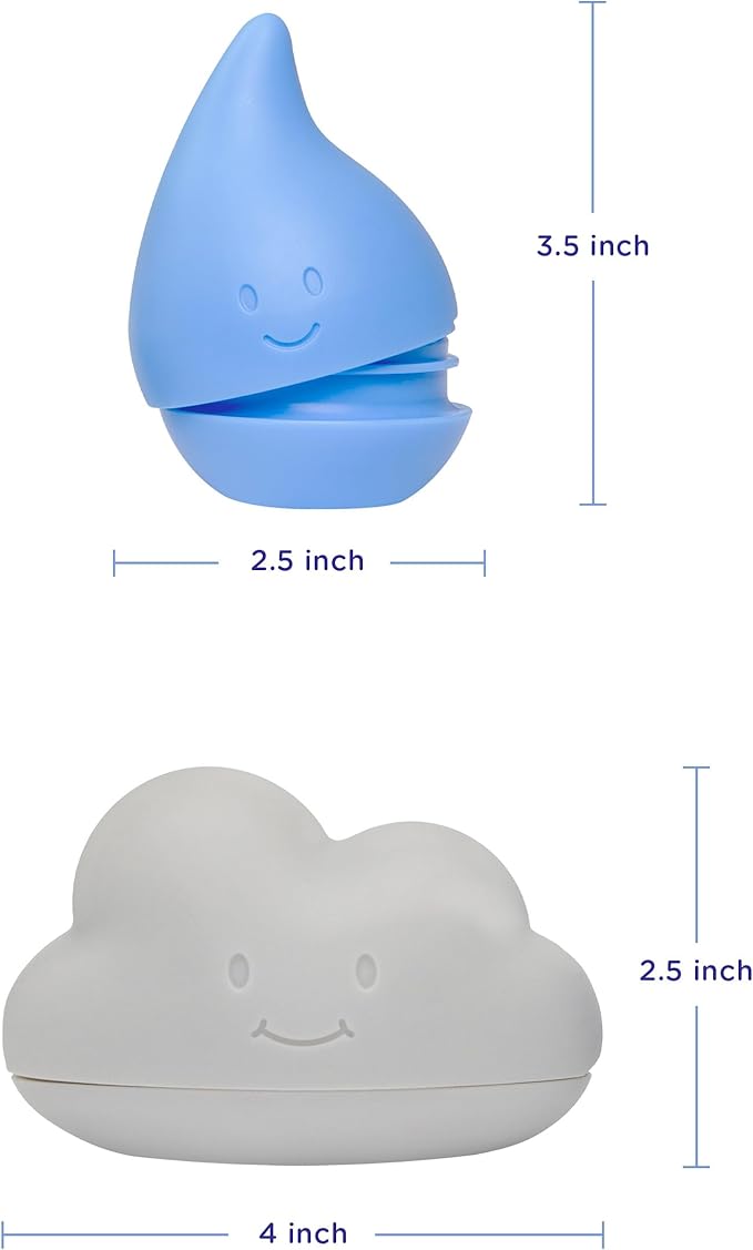 Ubbi Muted Color Cloud and Droplet Silicone Bath Squeeze Toys for Toddlers and Baby, Fun Bath Time Toys, Interactive Bath Toys, Baby Bath Accessory, Set of 2