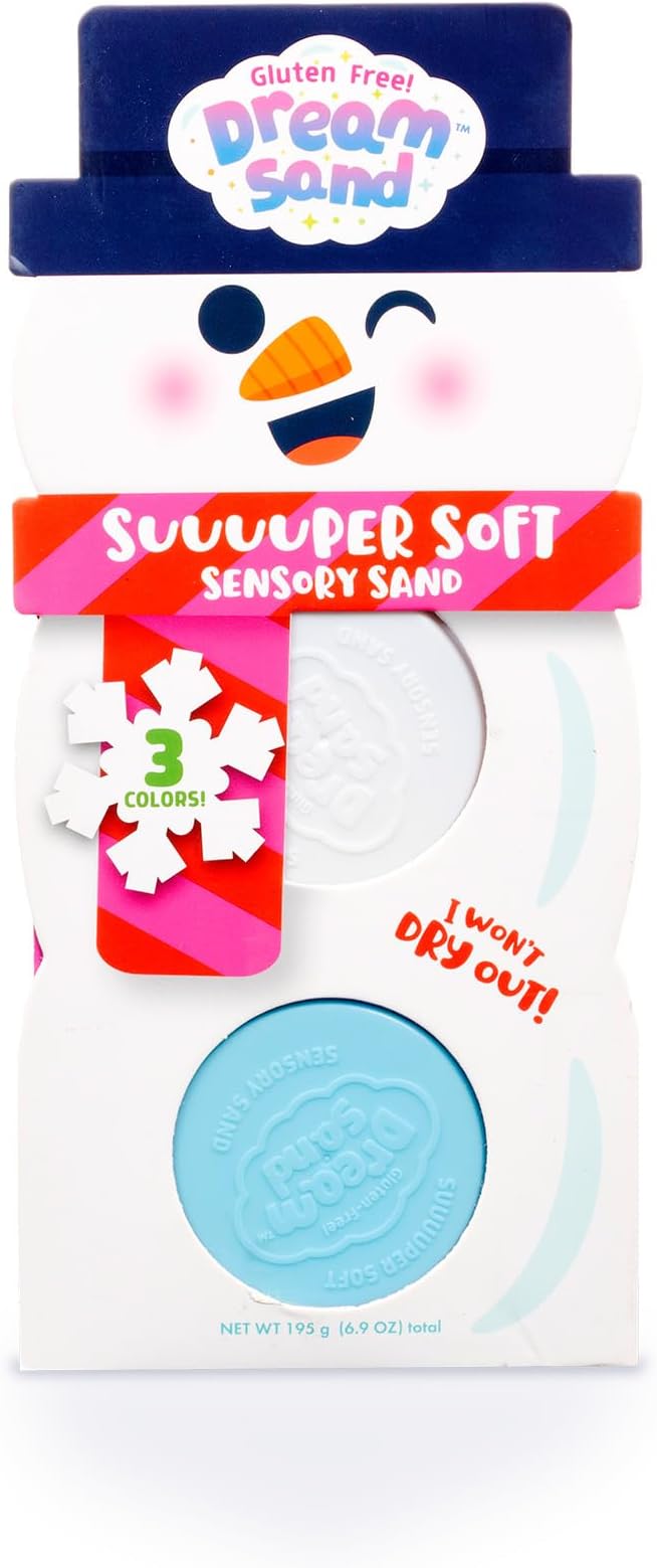 Chuckle & Roar - Dream Sand Holiday Snowman - Holiday Stocking Stuffer - Tactile Arts and Crafts Fun - Sensory Learning for preschoolers, Toddlers - Family Fun - Stocking Stuffer Gift