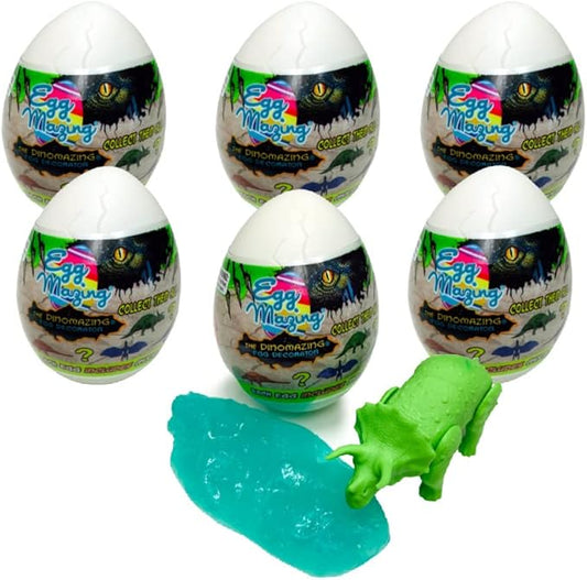 The Eggmazing Egg Decorator The DinoMazing Dinosaur Egg Refill - for The DinoMazing Egg Decorating Spinner by EggMazing - Egg with Mystery Dinosaur and Non-Toxic Slime - 6 Eggs