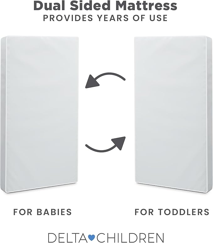 Delta Children Twinkle Stars Limited Premium Recycled Fiber Core Crib and Toddler Mattress - Waterproof Cover - GREENGUARD Gold Certified - Trusted 7 Year Warranty - Made in USA