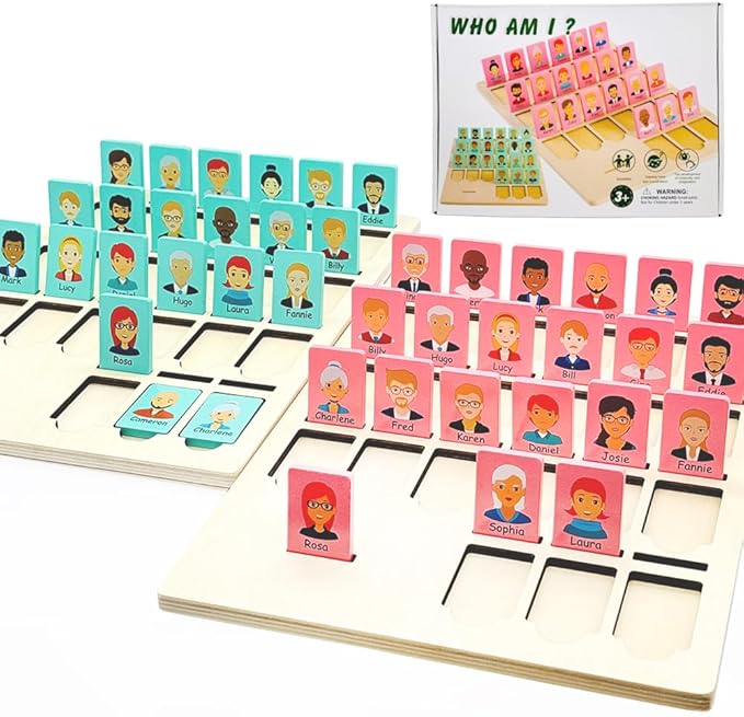Guess Game Wooden Board Who Am i Game Toy for 3+ Year Old Boys Girls,Guessing Cognitive Toy Logical Reasoning Games for Families,Puzzle Educational Travel Toys for Kids Ages 3 and Up