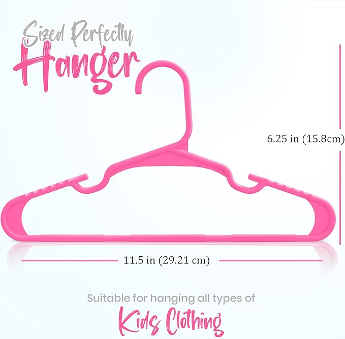 Utopia Home 60 Pack Kids Hangers - 11.5 Inch Plastic Baby Hangers for Closet - Childrens Hanger for Clothes & Infant Hanger for Closet - Ideal for Everyday Standard Use (Pink)