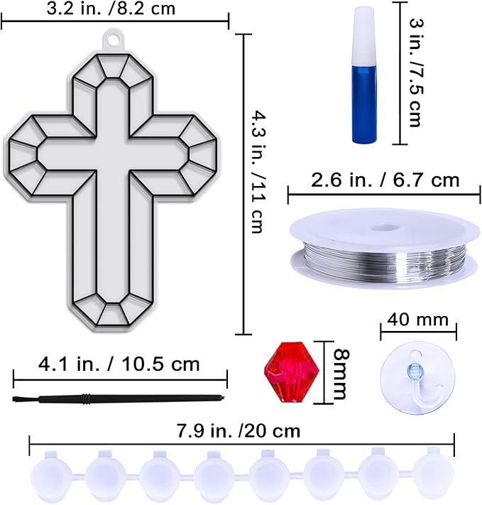 Winlyn 27 Sets Cross Suncatchers Ornaments Decorations DIY Window Paint Art Suncatchers Cross Craft Kits Cross Sun Catchers for Kids Sunday School VBS Christmas Easter Holiday Activities Party Favors