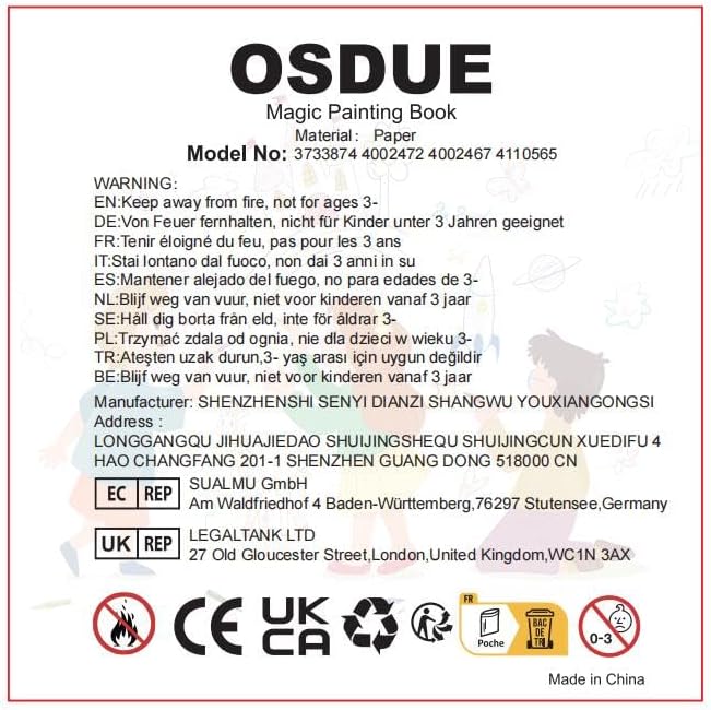 OSDUE 2 Pack Water Coloring Book for Toddler, Water Painting Book for Toddlers, Paint with Water Books, Educational Learning Doodle Toy, Reusable No-Mess Art Book Travel Toys & Xmas Gift for Kids