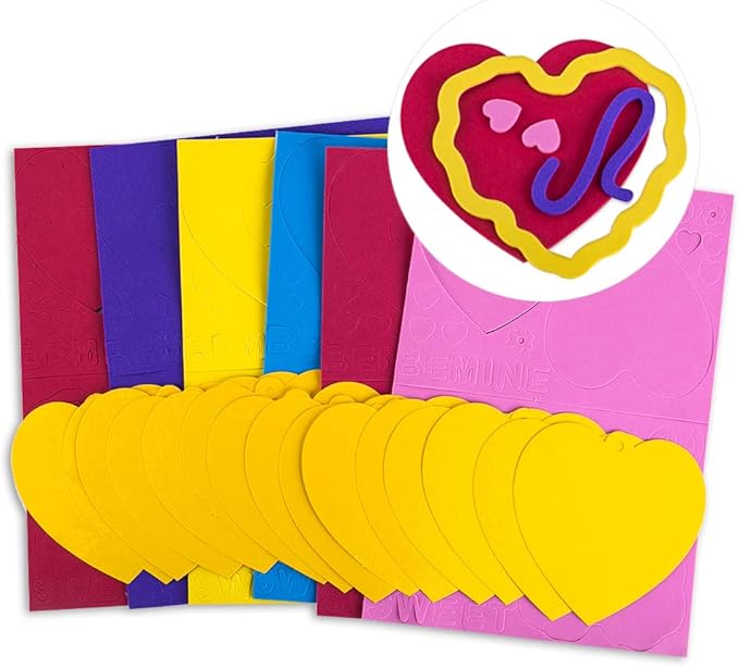 XJF Foam Valentine Craft Kit for Kids,Make 24 Foam Hearts,Foam Heart Stickers for Valentine's Day DIY Craft Supplies School,Church,Classroom Project