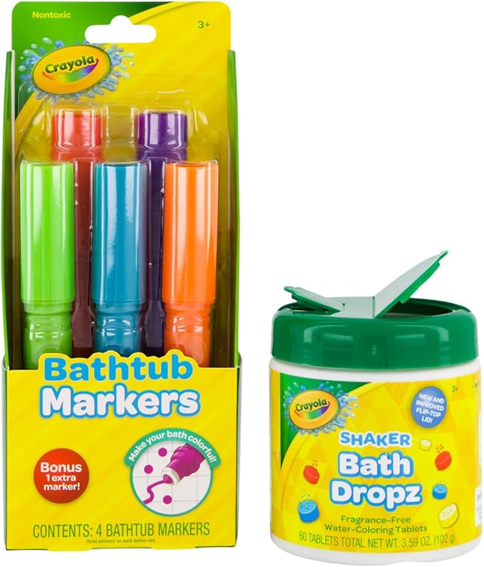 Crayola Bathtub Markers and Crayola Color Bath Drops, 60 tablets - Bring Creative Fun to Bath Time - Non-toxic
