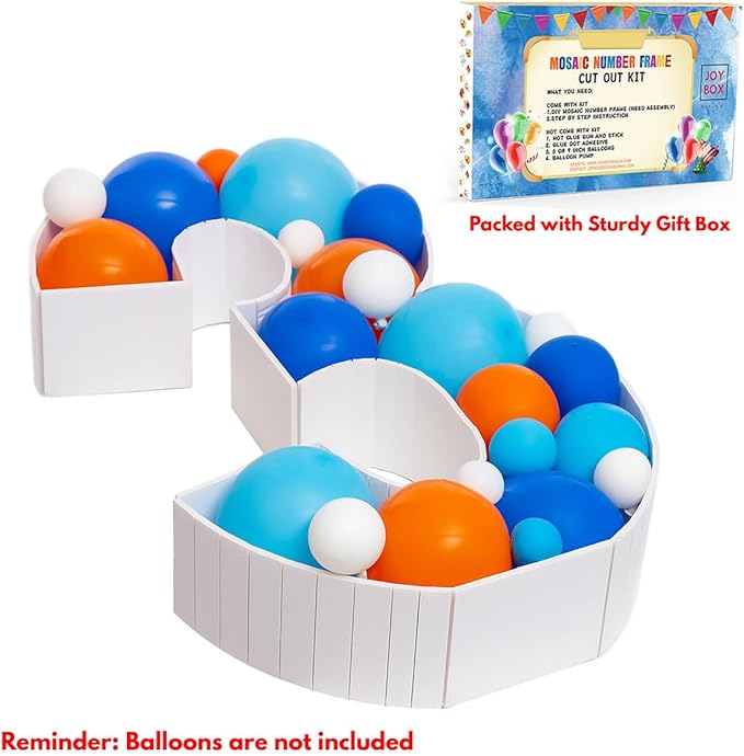 Mosaic Balloon Numbers Frame Marquee Light Up Number 3 Pre-Cut Large Foam Board Sign Cut-out for Boy Girl Birthday Backdrop Anniversary Decoration