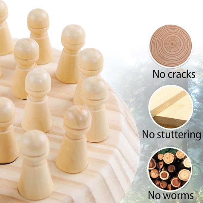 Wooden Memory Chess Matching Game: Family Board Games for Kids and Adults, Montessori Preschool Learning Educational Toy for Toddler 3 4 5 6 7 8+ Year Old, Birthday Gift for Boy Girl